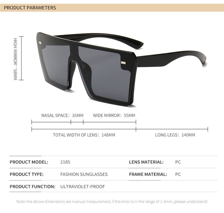 Luxury Brand Fashion Flat Top Sunglasses