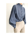 Vintage Lantern Sleeve Thicken Women Shirt Blouses