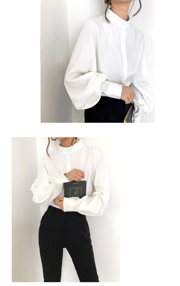 Vintage Lantern Sleeve Thicken Women Shirt Blouses