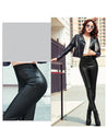 Autumn Winter Women Thin Velvet PU Leather Pants
