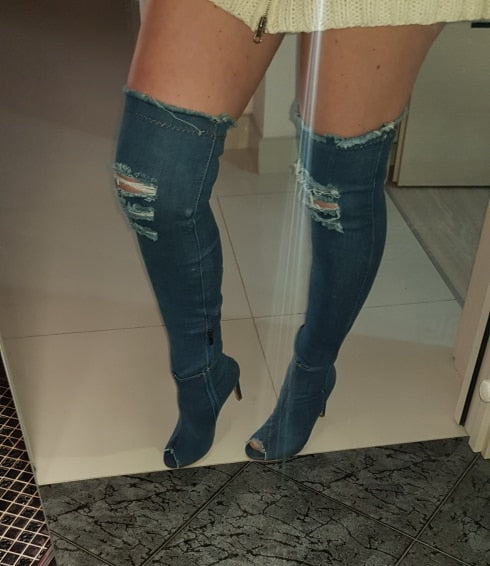 High Heels Women Shoes Tassel Jean Boat