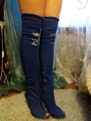 High Heels Women Shoes Tassel Jean Boat
