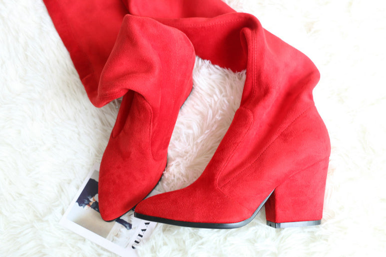 Over The Knee High Winter Shoes Pointed Toe Boots