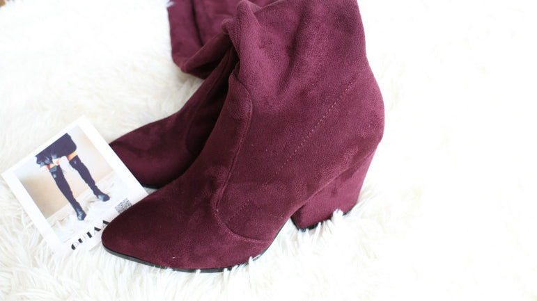 Over The Knee High Winter Shoes Pointed Toe Boots