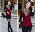 Floral Cotton Long Sleeve Chiffon Lace Blouse