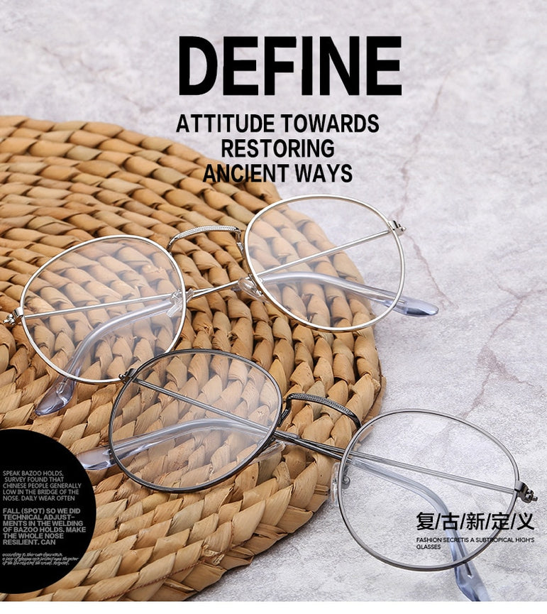 Classic Round Women's Metal Eyeglasses