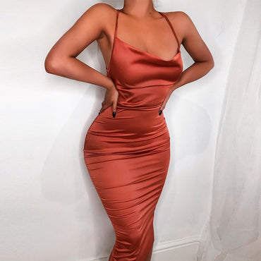 Satin lace up 2020 summer women bodycon