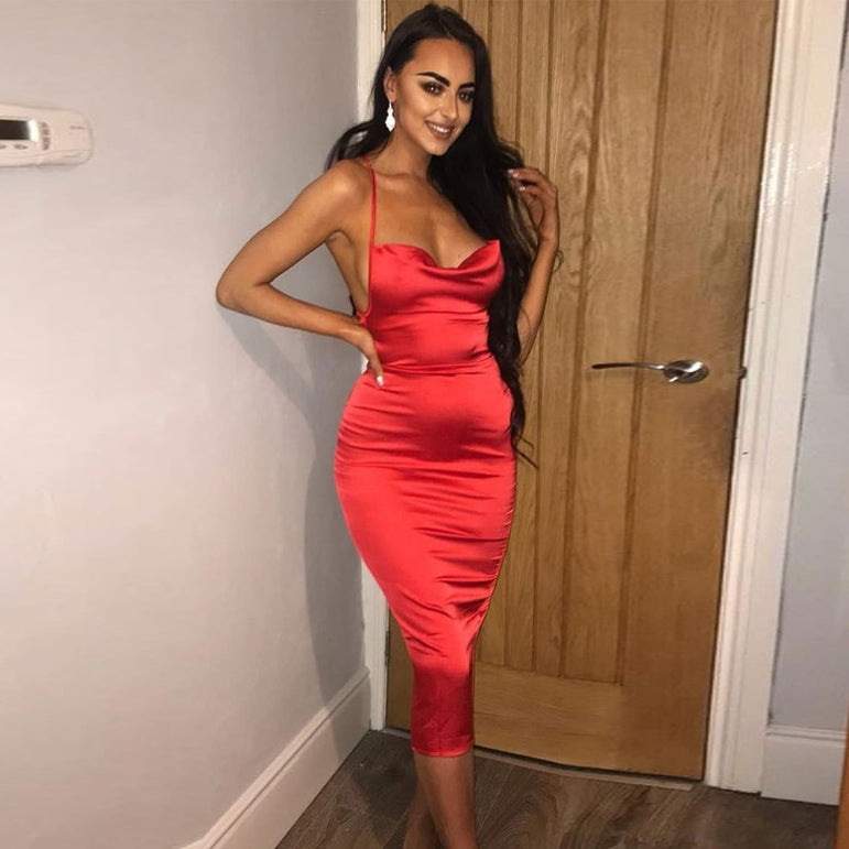 Satin lace up 2020 summer women bodycon