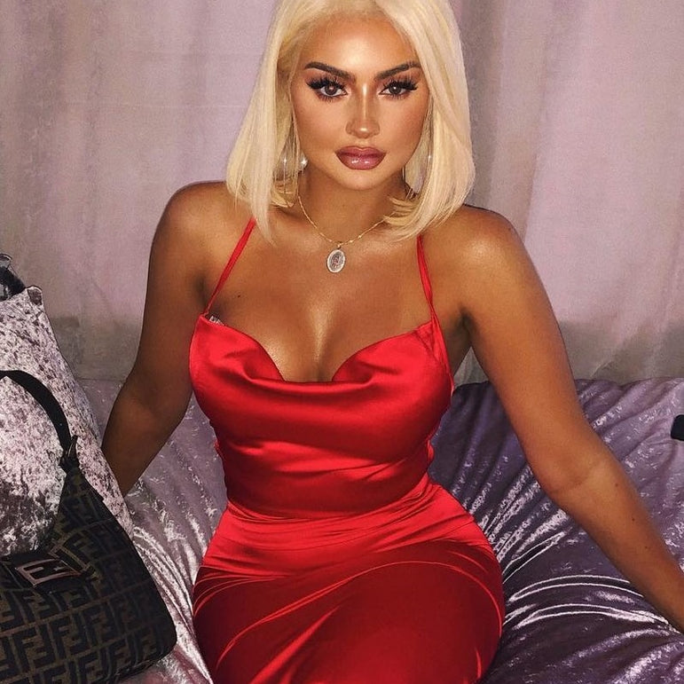 Satin lace up 2020 summer women bodycon