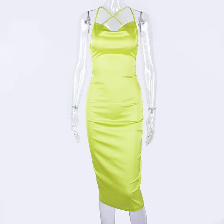 Satin lace up 2020 summer women bodycon
