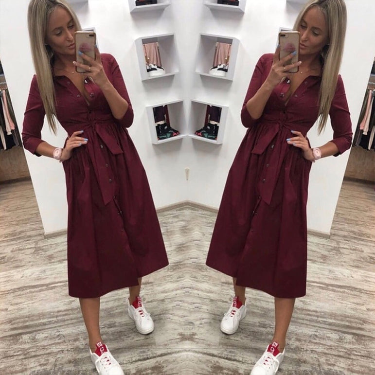 Women Casual Sashes a Line Party Dress