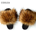 Warm Fur Slippers Women Faux Fox Fur Slides