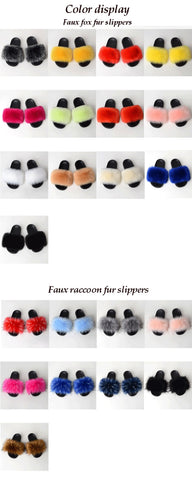 Warm Fur Slippers Women Faux Fox Fur Slides