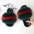 Warm Fox Fur Slippers For Women Slides Flip Flop