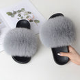 Warm Fox Fur Slippers For Women Slides Flip Flop