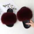 Warm Fox Fur Slippers For Women Slides Flip Flop