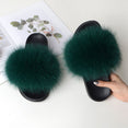 Warm Fox Fur Slippers For Women Slides Flip Flop