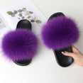Warm Fox Fur Slippers For Women Slides Flip Flop