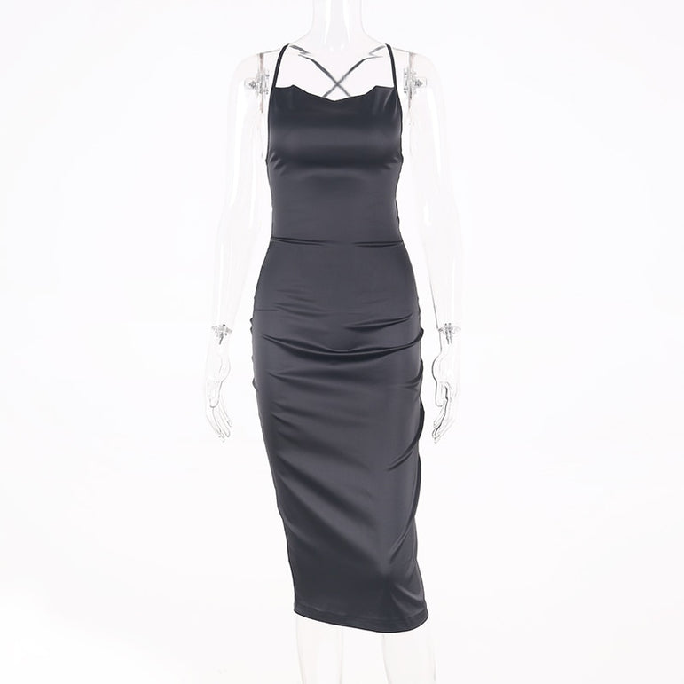 Satin lace up 2020 summer women bodycon