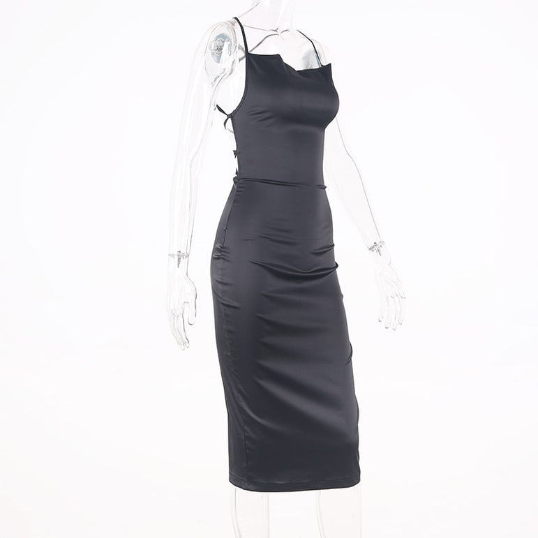 Satin lace up 2020 summer women bodycon