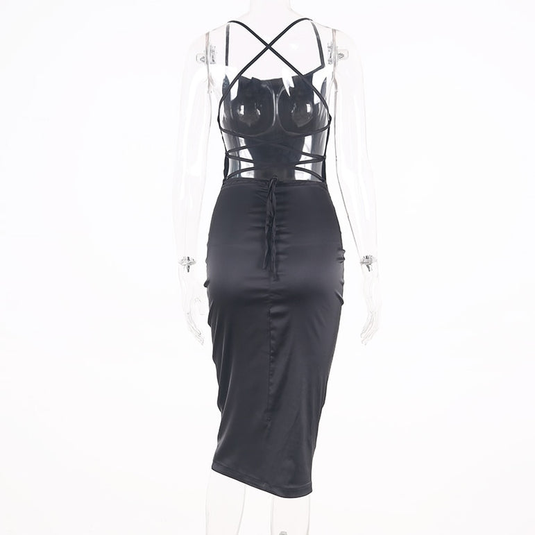Satin lace up 2020 summer women bodycon