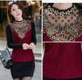 Floral Cotton Long Sleeve Chiffon Lace Blouse