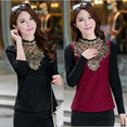Floral Cotton Long Sleeve Chiffon Lace Blouse