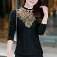 Floral Cotton Long Sleeve Chiffon Lace Blouse