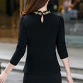 Floral Cotton Long Sleeve Chiffon Lace Blouse