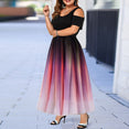Summer Plus Size Hollow Gradient Maxi Dress
