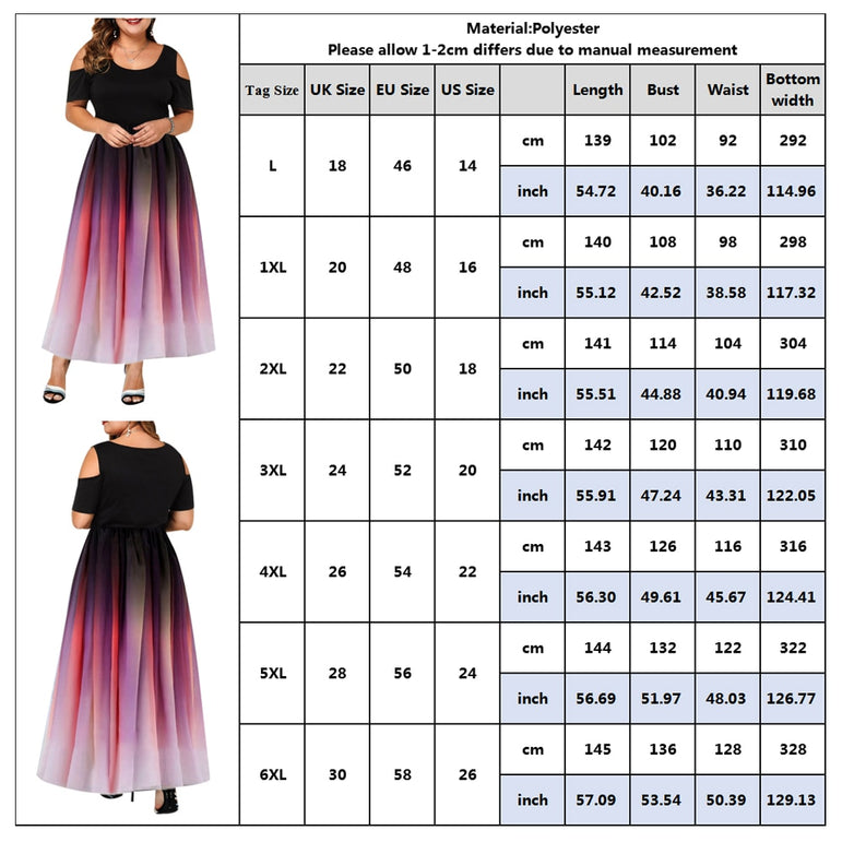 Summer Plus Size Hollow Gradient Maxi Dress