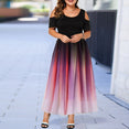 Summer Plus Size Hollow Gradient Maxi Dress