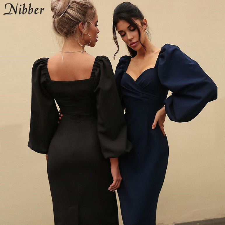 V Neck off shoulder Elegant midi dress