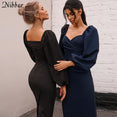 V Neck off shoulder Elegant midi dress