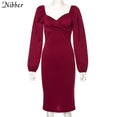 V Neck off shoulder Elegant midi dress