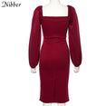 V Neck off shoulder Elegant midi dress