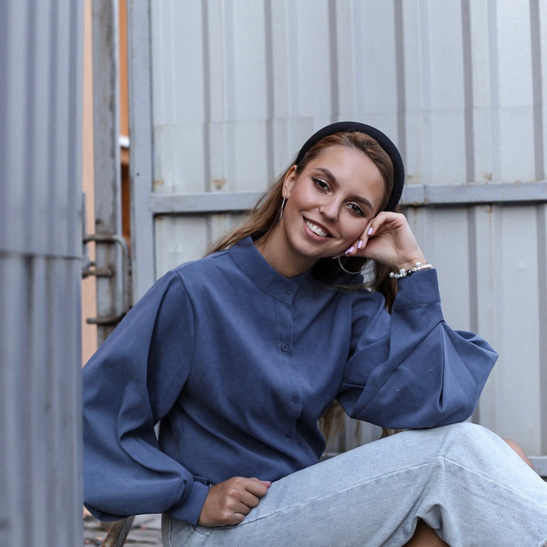Vintage Lantern Sleeve Thicken Women Shirt Blouses