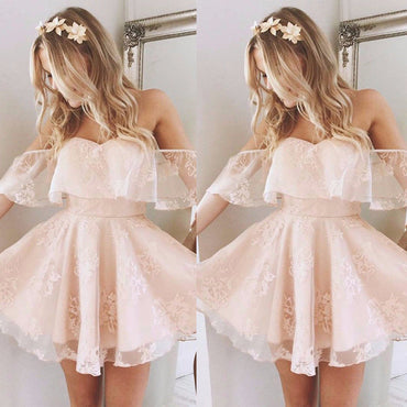 Lace Summer Prom Off Shoulder Party Wedding Dress