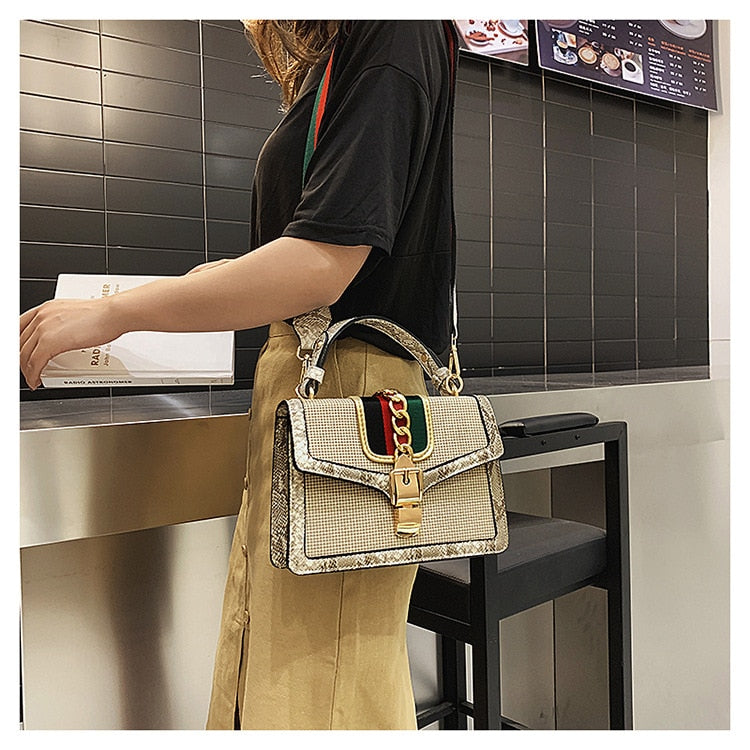 Small Crocodile Print Flap Bags