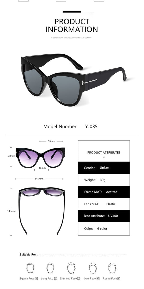 Cat Eye Oversize Gradient Sunglasses