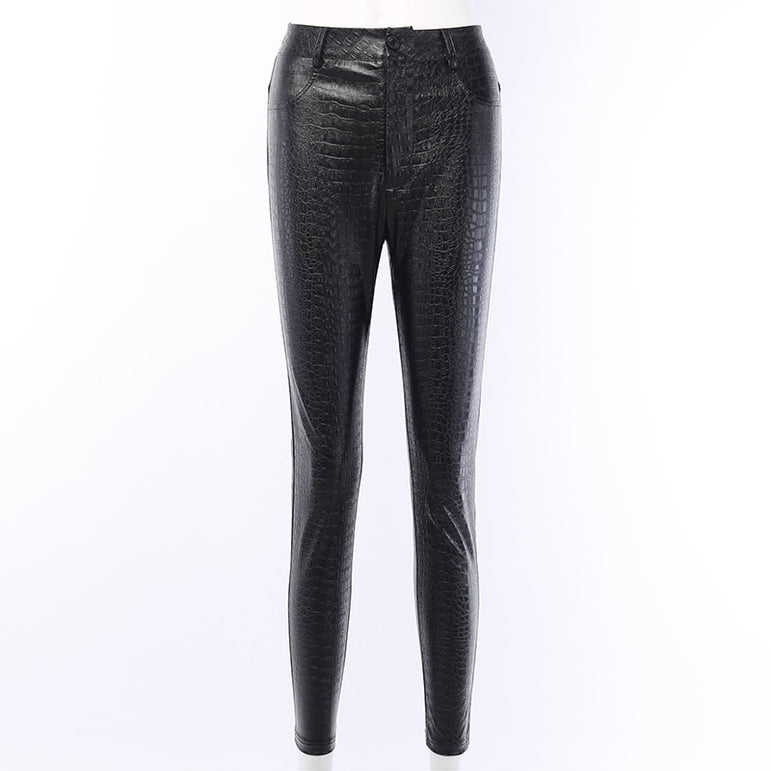 High Waist Pencil Faux Leather Pants Trousers