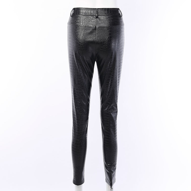 High Waist Pencil Faux Leather Pants Trousers