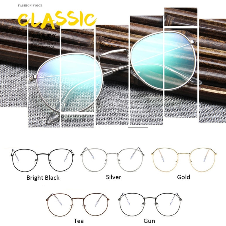Classic Round Women's Metal Eyeglasses