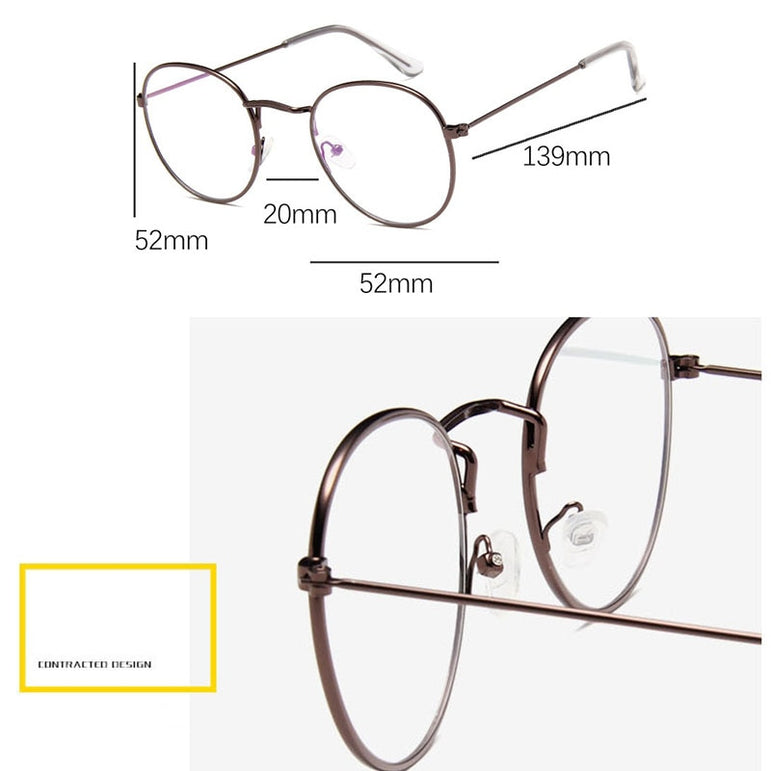 Classic Round Women's Metal Eyeglasses