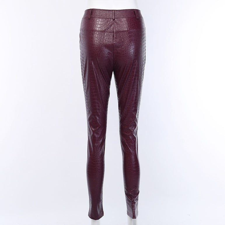 High Waist Pencil Faux Leather Pants Trousers