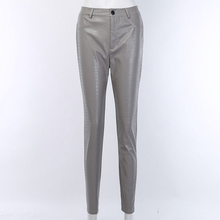 High Waist Pencil Faux Leather Pants Trousers