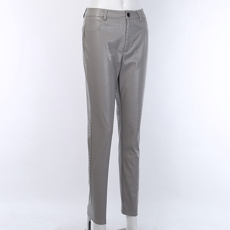 High Waist Pencil Faux Leather Pants Trousers