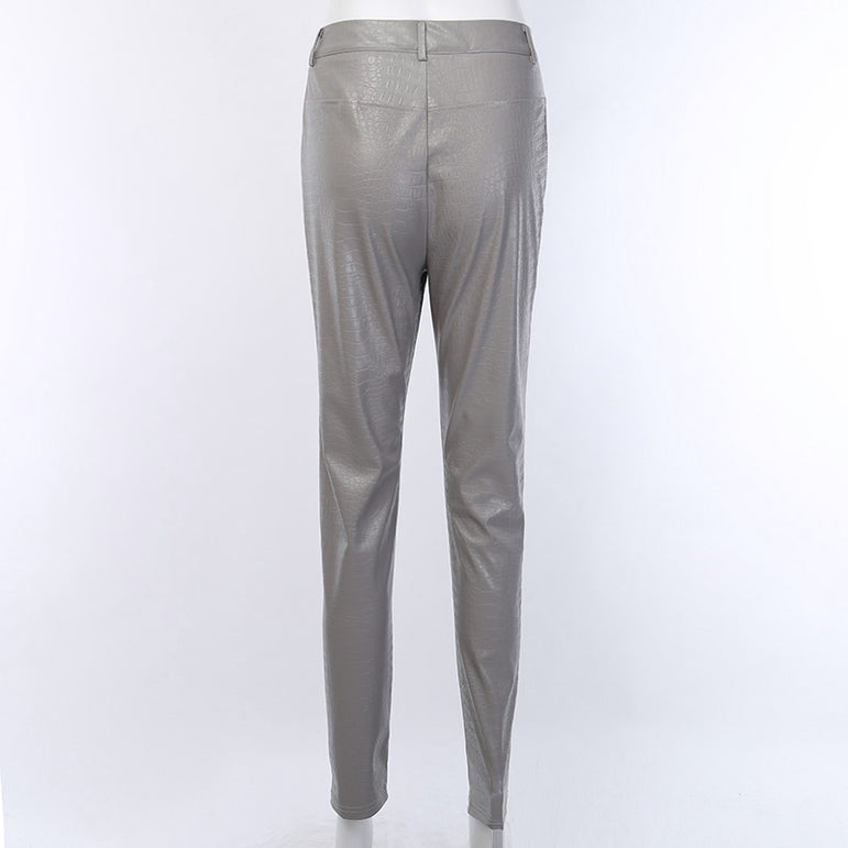 High Waist Pencil Faux Leather Pants Trousers