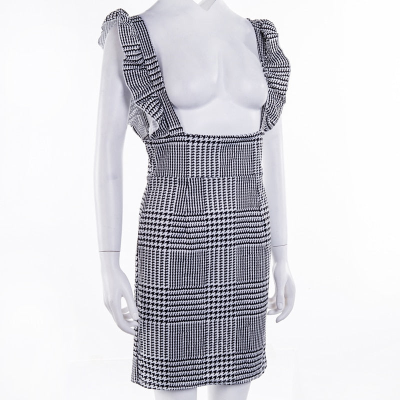 Frill Ruffle Pinafore High Waist Party Mini Dress