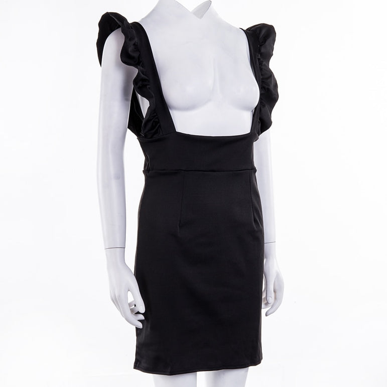 Frill Ruffle Pinafore High Waist Party Mini Dress